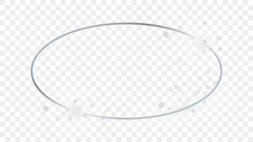 Silver glowing oval shape frame with sparkles vector
