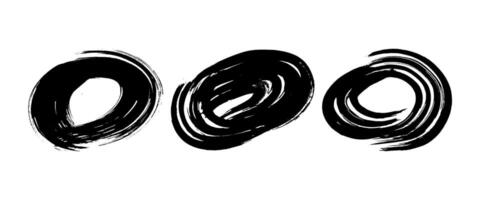 Black grunge brush strokes in circle form vector