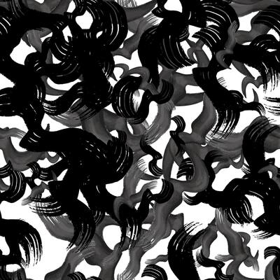 Seamless pattern with black wavy grunge brush strokes