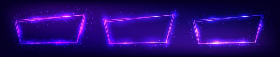 Neon double frame with shining effects vector