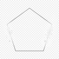 Silver glowing pentagon shape frame with sparkles vector
