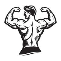 bodybuilder silhouette line art design vector