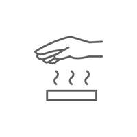 isolated do not touch hand caution, common hazardous symbol. Outline icon vector