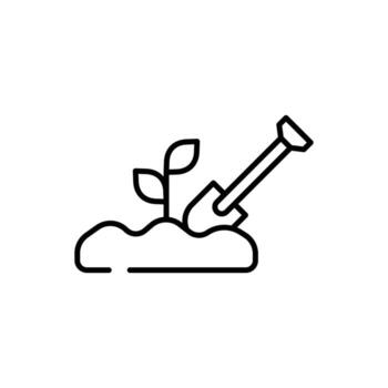 Soil line icon. Simple Plants Related Line Icon. Contains such Icons as Leaf on Hand and Growing Conditions. Seeds and irrigation. Spring vector