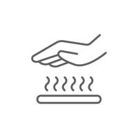 hot surface icon, no hand touch, attention possible burn, thin line symbol. editable stroke vector