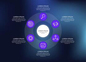 Modern circle infographic with six option vector