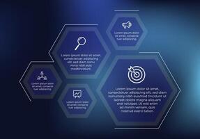 Hexagonal infographic with five options vector