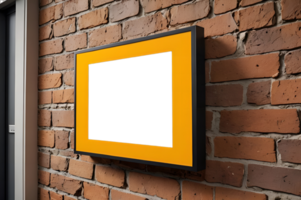 A black square frame mounted to a brick wall png