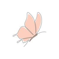 butterfly continuous line color design. poem element continuous line illustration. lineart. monoline asset. vector