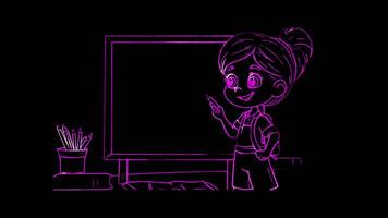 Neon frame effect, Teacher at Chalkboard Represents teaching or instruction on black background video