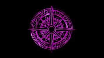 Neon frame effect, Compass Represents geometry or navigation on black background video