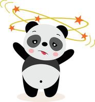 Cute panda feeling dizzy isolated on white vector
