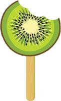 Bitten kiwi slice ice cream on a wooden stick vector