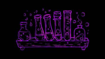 Neon frame effect, Test Tube Represents experiments or scientific learning on black background video