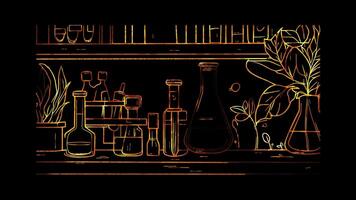 Neon frame effect, Test Tube Represents experiments or scientific learning on black background video