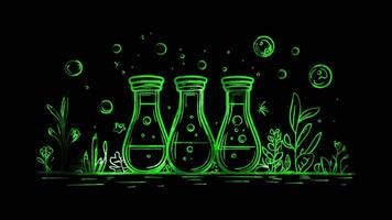 Neon frame effect, Test Tube Represents experiments or scientific learning on black background video