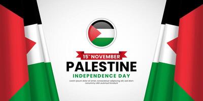 Palestine Independence Day social media background with realistic waving flag vector