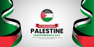 Palestine independence day banner background with waving ribbon flag vector