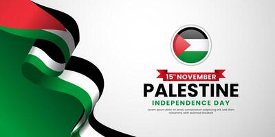 Palestine independence day background 15 november with waving ribbon flag vector