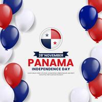 Panama Independence Day square banner background with balloons illustration flag colors vector