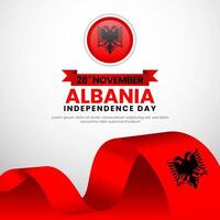 Albania Waving Flag Square Banner Background for Albania Independence Day Concept Design vector