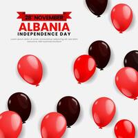 Albania Independence Day Design Square Banner Background with balloons illustration vector