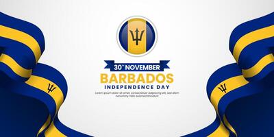 Barbados waving ribbon flag in colors of the Barbados national flag for Independence day background design vector