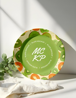 plate mockup with leaf and fabric psd