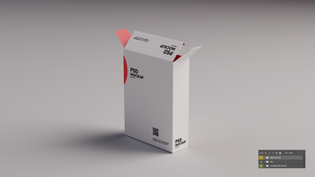 A box with a red and white design on it psd