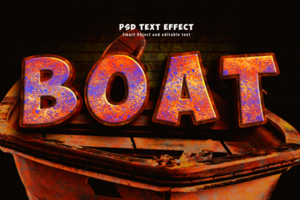 Boat rusty text effect psd