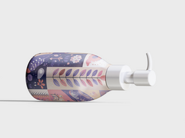 Liquid soap mockup with pump on gray background psd