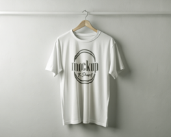 White T-Shirt Hanging on a Mockup Template Design for Apparel Branding and Product Display psd