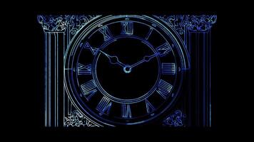 Neon frame effect, Clock Symbolizes time management or schedules on black background video