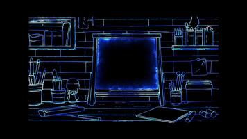 Neon frame effect, Blackboard Eraser Represents cleaning the slate for learning on black background video