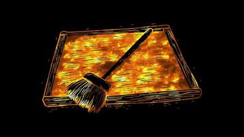 Neon frame effect, Blackboard Eraser Represents cleaning the slate for learning on black background video