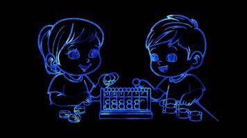 Neon frame effect, Abacus Represents basic arithmetic or traditional learning on black background video