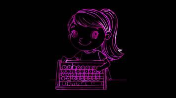 Neon frame effect, Abacus Represents basic arithmetic or traditional learning on black background video