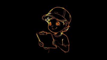 Neon frame effect, Clipboard Symbolizes assignments or progress tracking on black background video