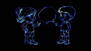 Neon frame effect, Speech Bubble Symbolizes communication or language learning on black background video