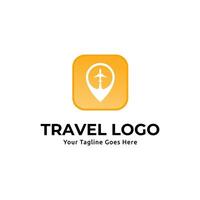 Travel logo template with a map and a plane vector