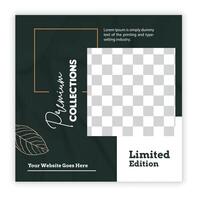 Editable square banner template. Black and yellow background color with stripe line shape. Suitable for social media post, instagram and web internet ads. illustration with photo college vector