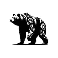 Cyber Bear Full Body Art Robotic Animal Design for Futuristic Apparel and Graphic Design vector