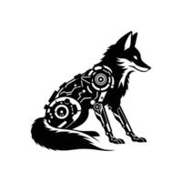 High-Contrast Cyberpunk Fox Illustration Perfect for Tech-Themed Art Lovers vector