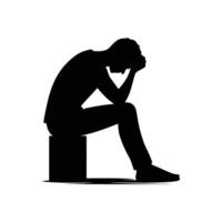 Silhouette of a Sad Man Sitting Alone, Capturing the Mood of Blue Monday vector