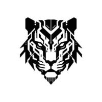 Cyber Tiger Head Abstract Graphic Ideal for Digital Design and Futuristic Art Projects vector