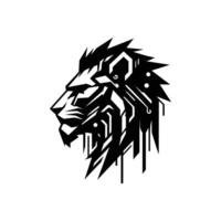 Cyberpunk Lion Head Logo Design for Sci-Fi Games and Tech Branding - Futuristic Digital Lion Artwork vector