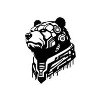 Roaring Cyber Bear Futuristic Robotic Animal Head for Merchandise and Graphic Design vector