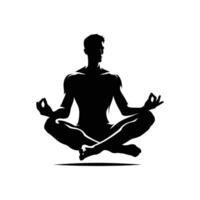 Man Sitting in Lotus Yoga Pose Silhouette for Meditation Design vector