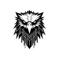 High-Tech Eagle Head Bold Cyberpunk Art Featuring Circuit Board Details vector