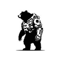 Cyberpunk Bear Full Body Futuristic Robotic Animal Design for Tech-Themed Logos and Apparel vector